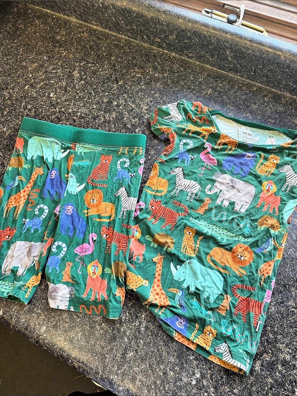 Little Sleepies Roar & Explore Green Animal Print pajamas